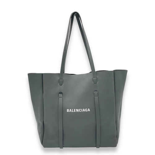 Everyday Tote Bag Grey in Calfskin, Silver hardware