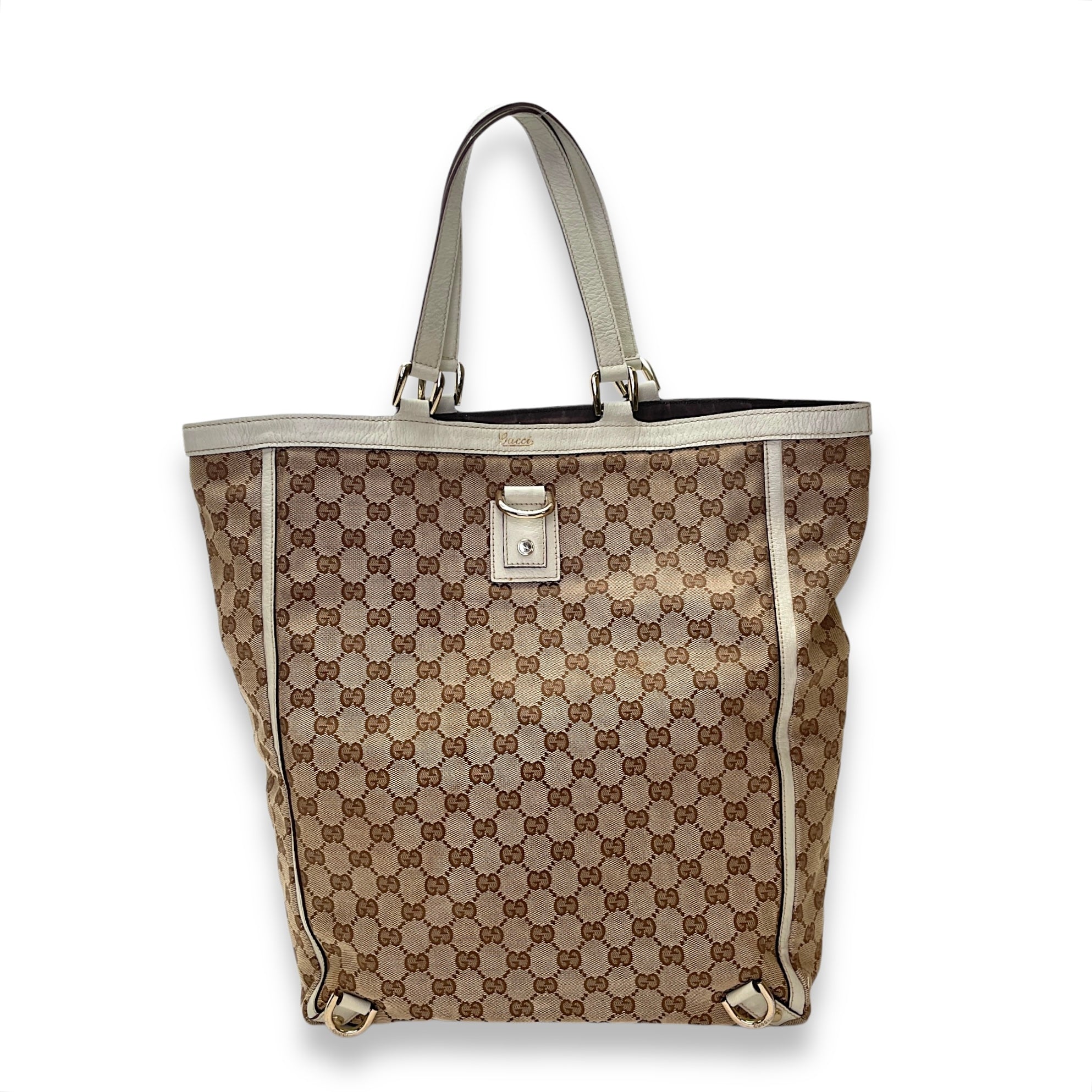 GG Abbey Brown Top Handle Bag in Canvas, Gold hardware