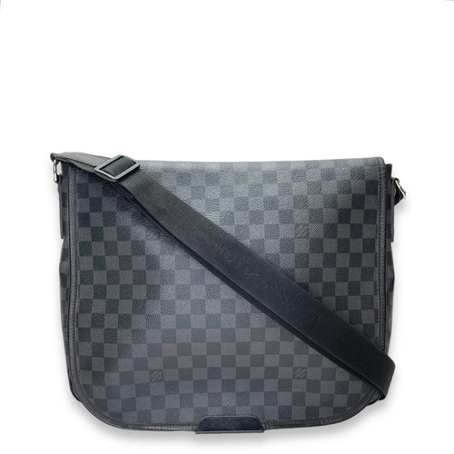 Daniel MM Damier Graphite Messenger in Coated Canvas, Silver hardware