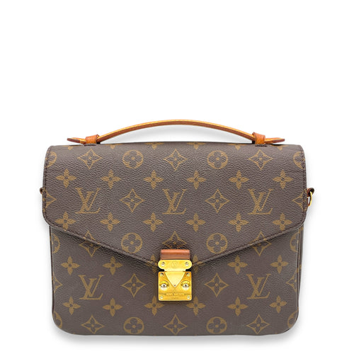 Metis Brown Crossbody Bag in Monogram Coated Canvas, Gold hardware