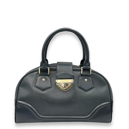 Bowling Montaigne Black Top Handle Bag in Epi Leather, Silver hardware