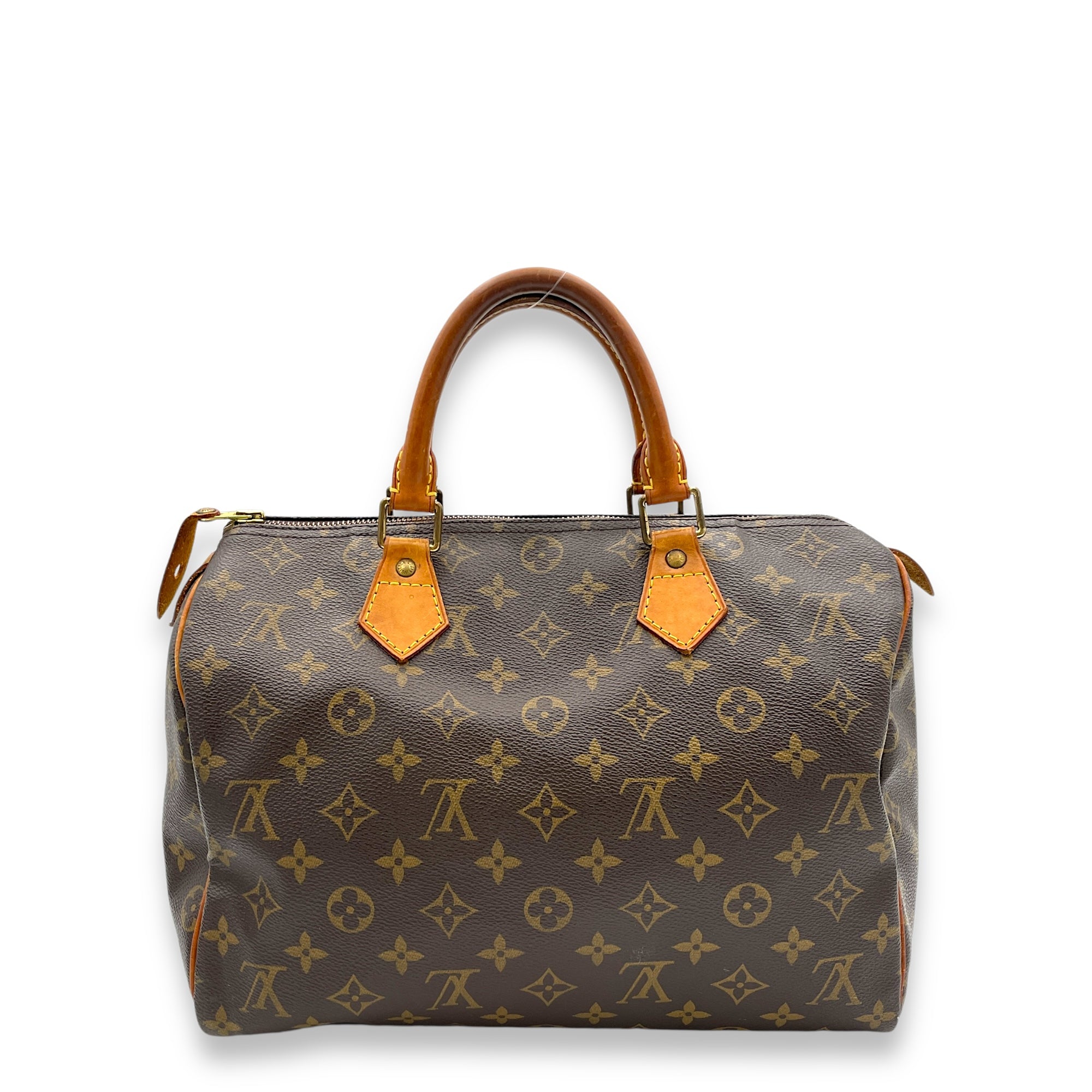 Speedy Top Handle Bag 30 Brown in Monogram Coated Canvas, Gold hardware