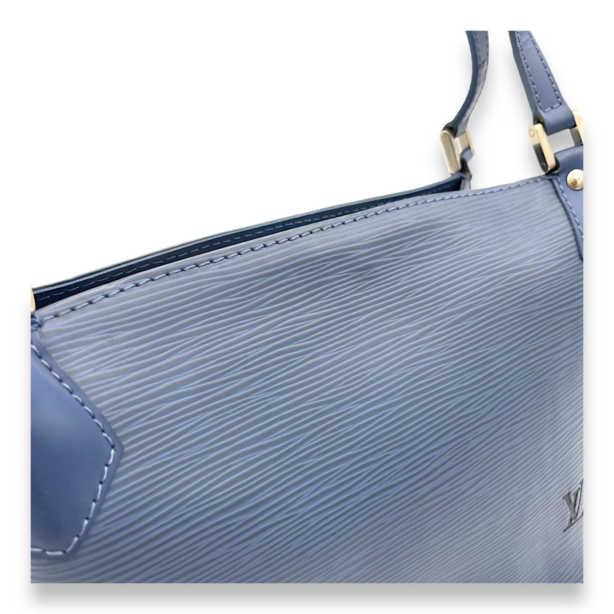 Mandara Shoulder Bag Blue in Epi Leather, Silver hardware