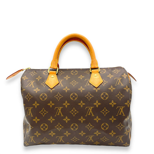 Speedy Top Handle Bag 30 Brown in Monogram Coated Canvas, Gold hardware