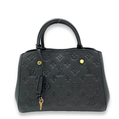 Montaigne Top Handle Bag Black in Empreinte Leather, Gold hardware