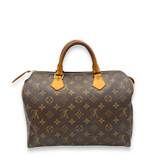 Speedy Top Handle Bag 30 Brown in Monogram Coated Canvas, Gold hardware