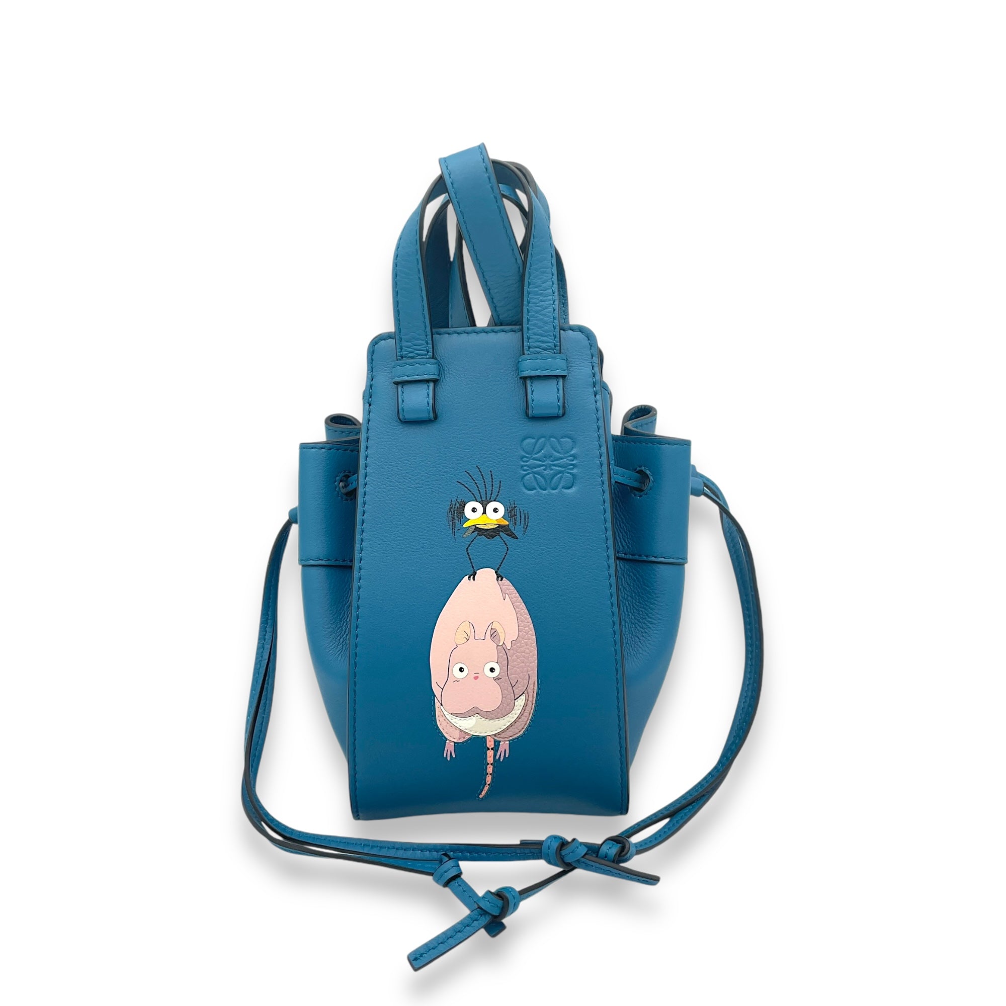 Hammock Crossbody Bag Small Blue in Calfskin, Gold hardware