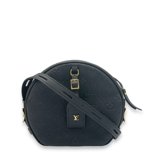 Boite a Chapeau Black Crossbody Bag in Monogram Empreinte Leather, Gold hardware