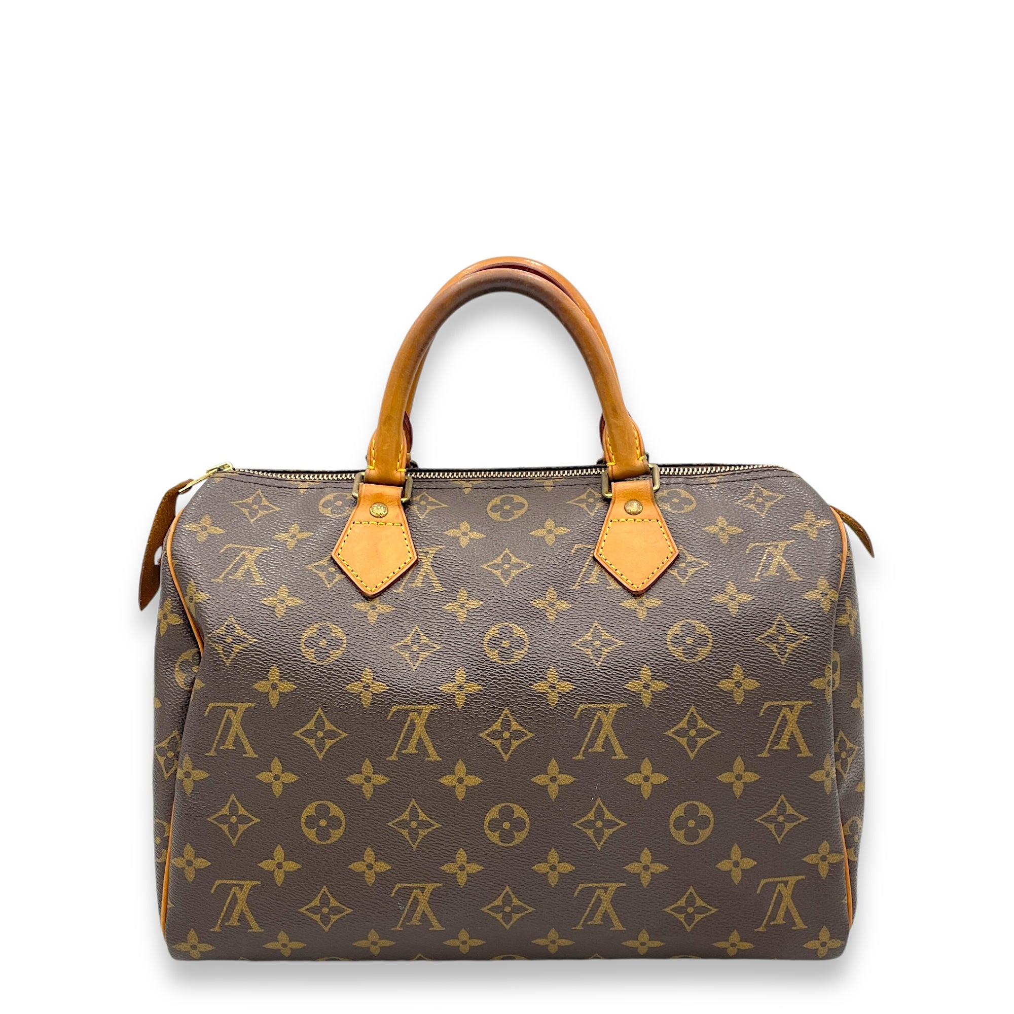 Speedy Top Handle Bag 30 Brown in Monogram Coated Canvas, Gold hardware