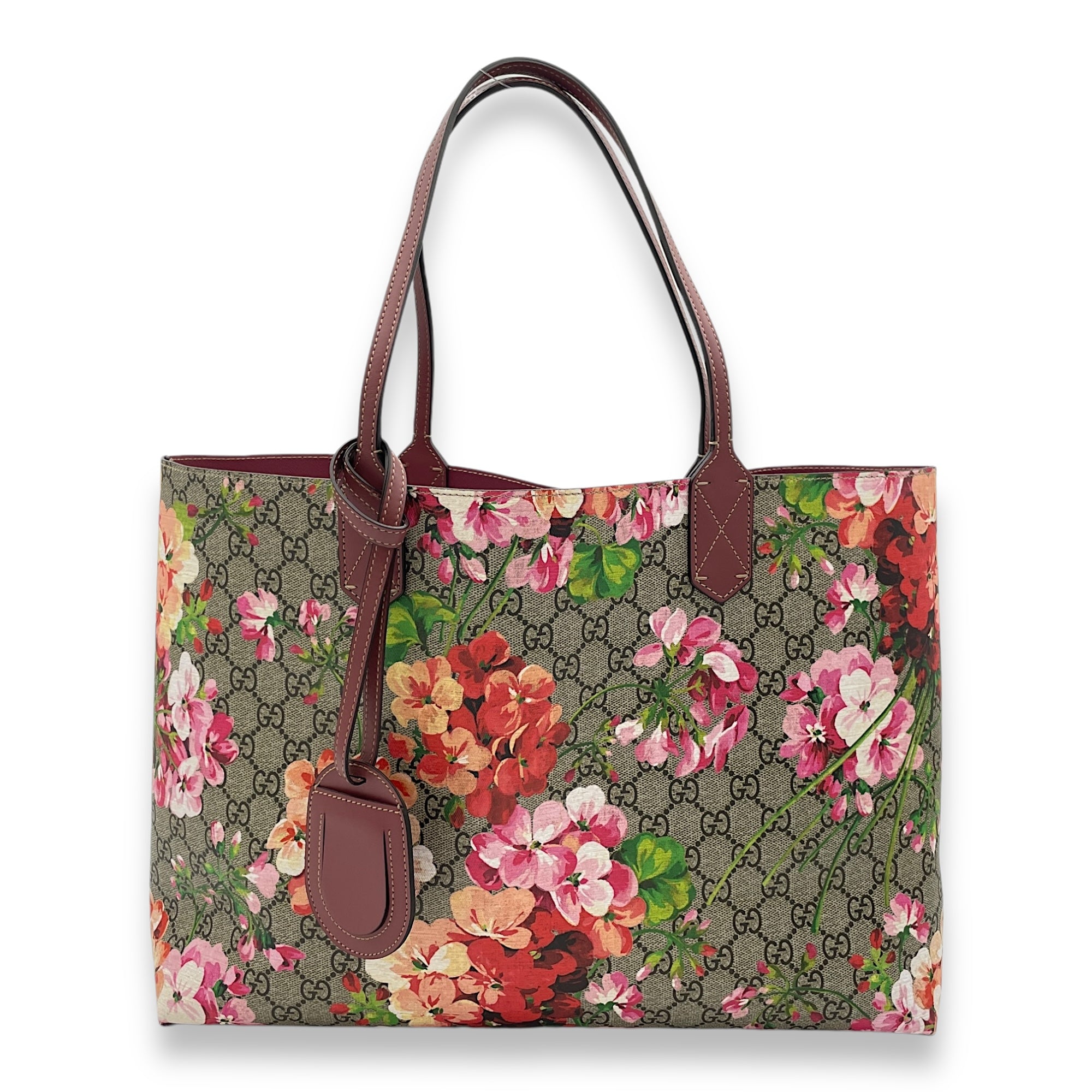 GG Supreme Blooms Reversible Brown Tote Bag in Monogram Coated Canvas