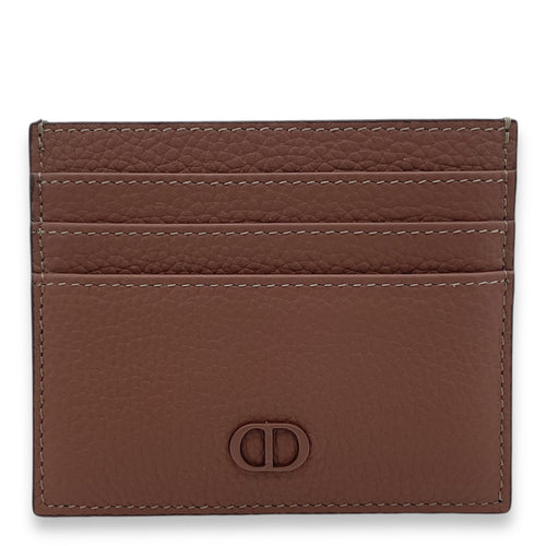 CD Icon Brown Card Holder in Calfskin, Brown hardware