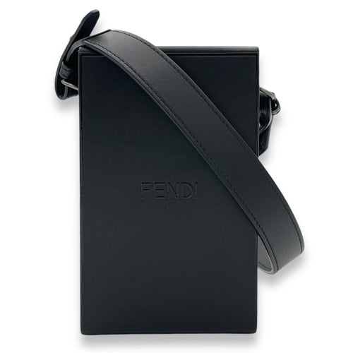 Box Crossbody Bag Black in Calfskin, Ruthenium hardware