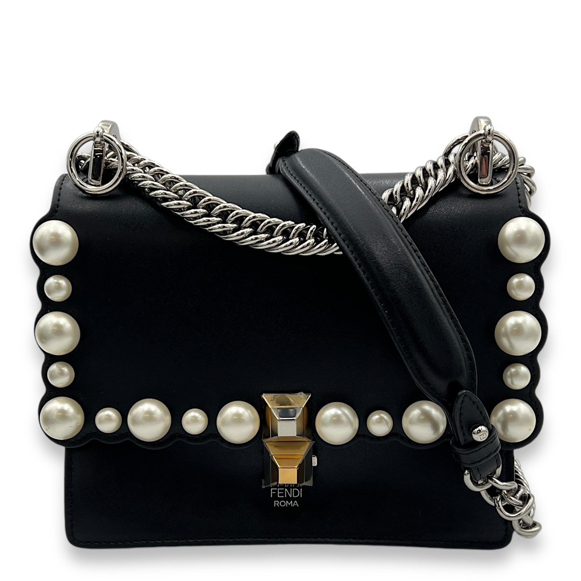 Pearl Kan I Small Crossbody bag in Calfskin, Silver Hardware