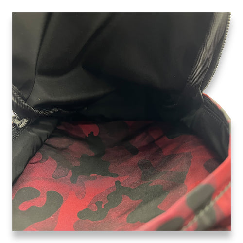 Camouflage Backpack Red in Nylon, Gunmetal hardware