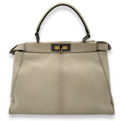 Peekaboo Medium Top handle bag in Calfskin, Silver Hardware