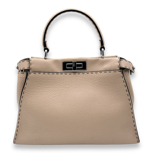 Peekaboo Medium Top handle bag in Calfskin, Silver Hardware