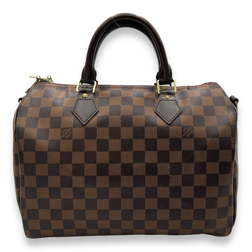 Speedy Bandouliere 30 Damier Ebene Top Handle Bag in Coated Canvas, Gold hardware