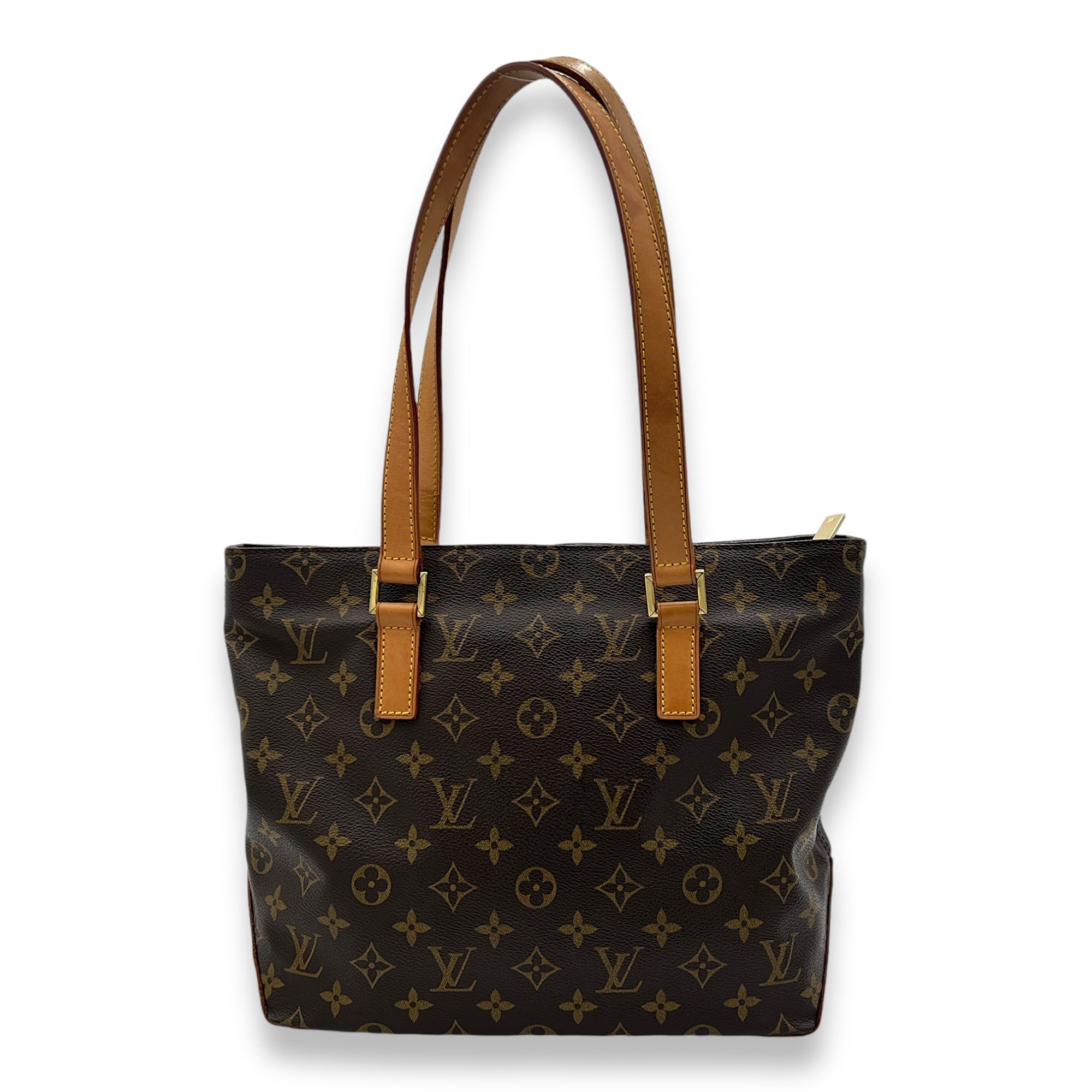 Cabas Piano Tote Bag Brown in Monogram Coated Canvas, Gold hardware