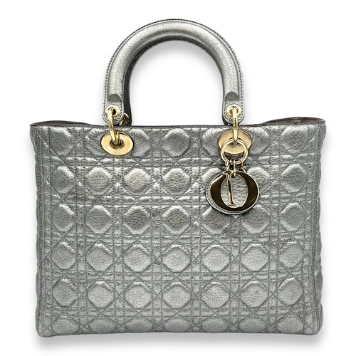 Lady Dior Large Top handle bag in Calfskin, Gold Hardware