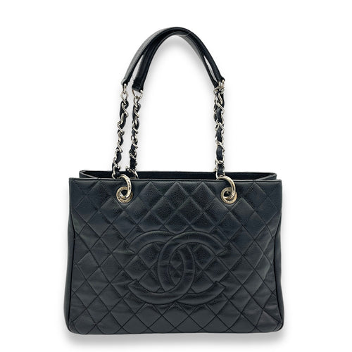 GST Grand Shopping Tote Tote Bag Black in Caviar Leather, Silver hardware