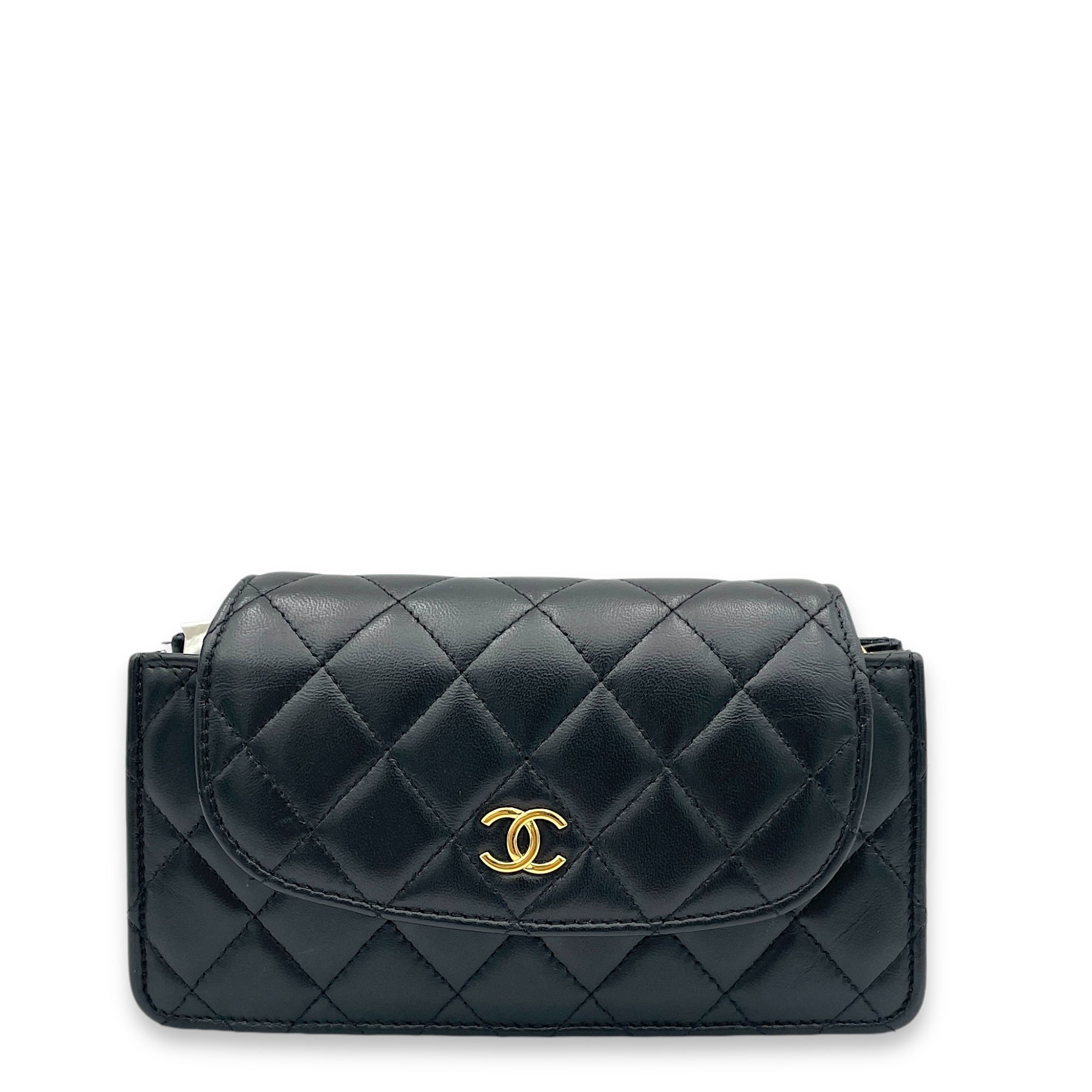 Quilted Flap Crossbody bag in Lambskin, Gold Hardware