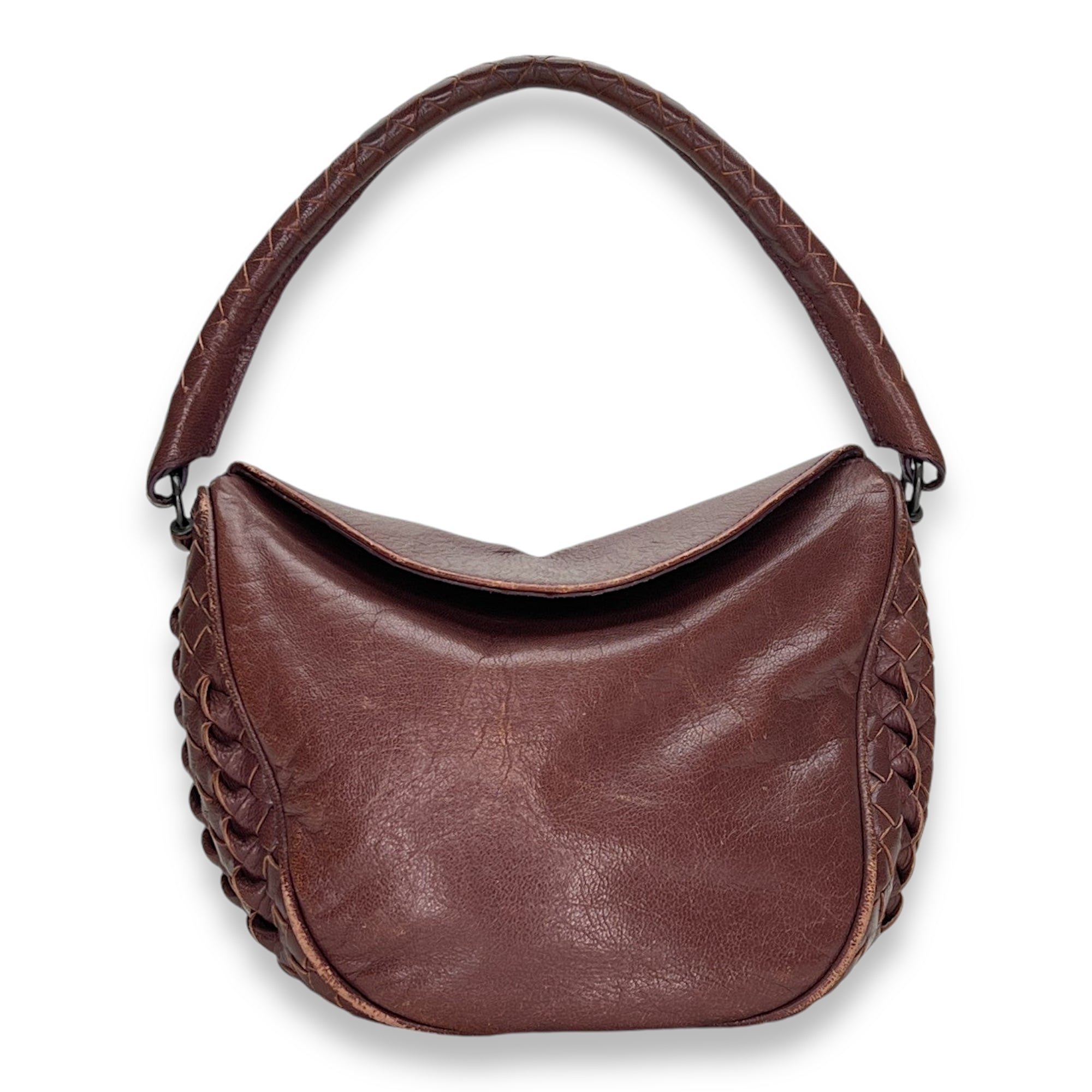 Intrecciato Shoulder bag in Calfskin, Gunmetal Hardware