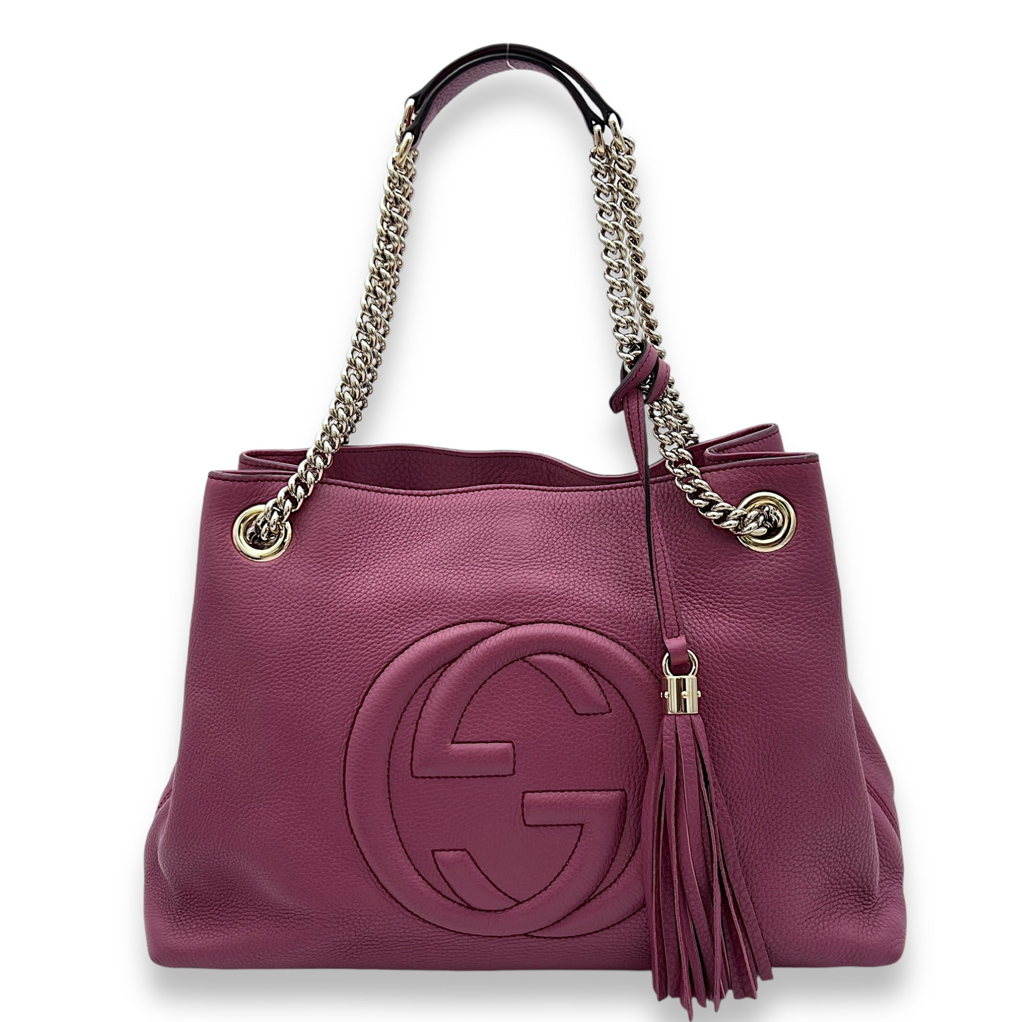 Soho Purple Tote Bag in Calfskin, Gold hardware