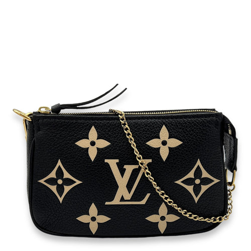 Pochette Mini Black Pouch in Monogram Empreinte Leather, Gold hardware