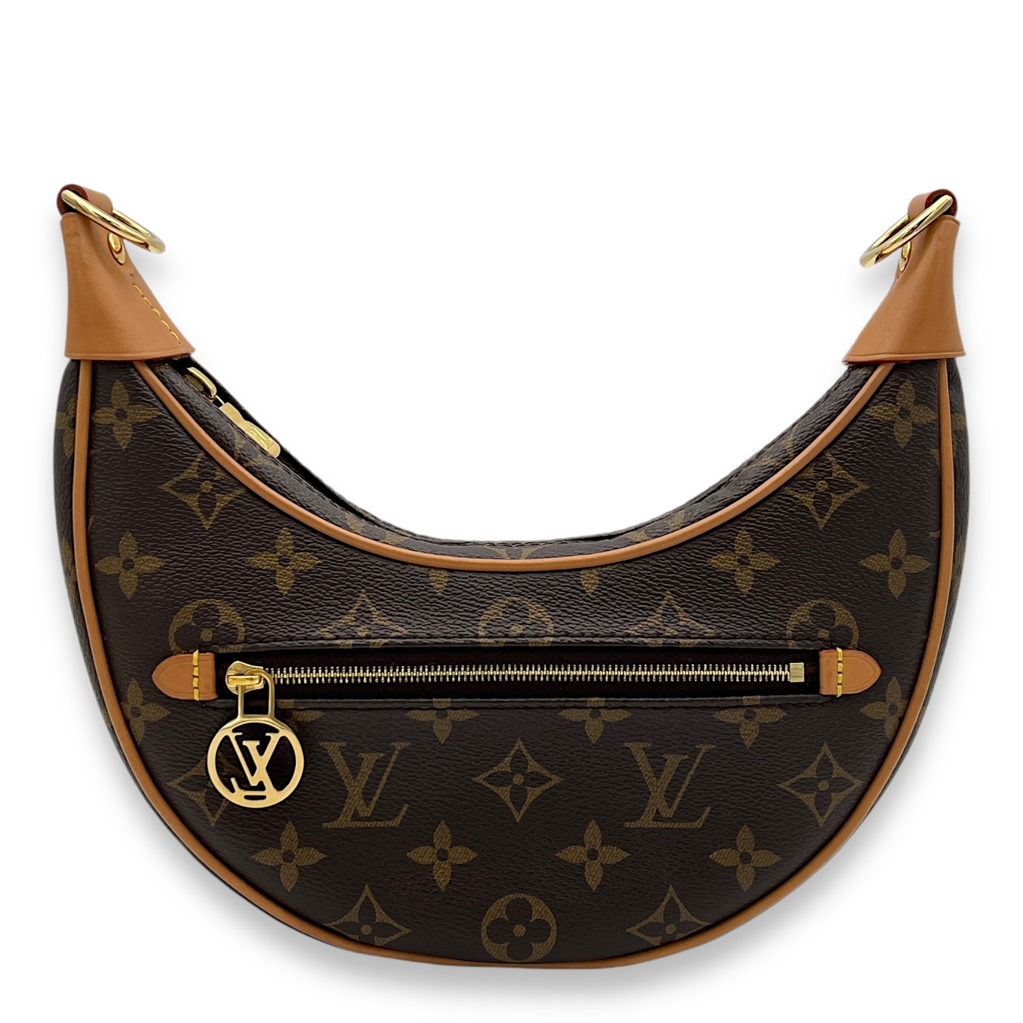 Loop Shoulder Bag Brown in Monogram Coated Canvas, Gold hardware