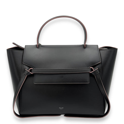 Belt Top Handle Bag Black in Calfskin, Silver hardware