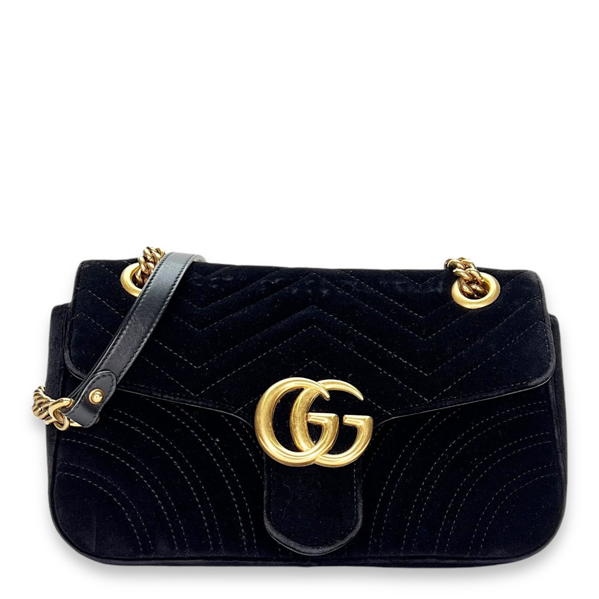 GG Marmont Small Crossbody bag in Velvet, Gold Hardware