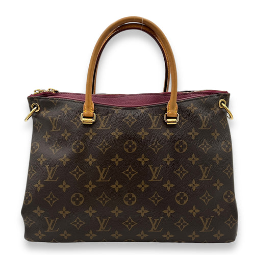 Pallas Top Handle Bag MM Brown in Monogram Coated Canvas, Gold hardware