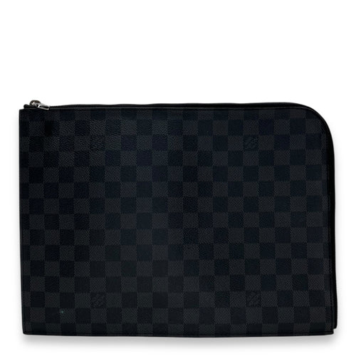 Pochette Document Damier Graphite Clutch in Coated Canvas, Silver hardware