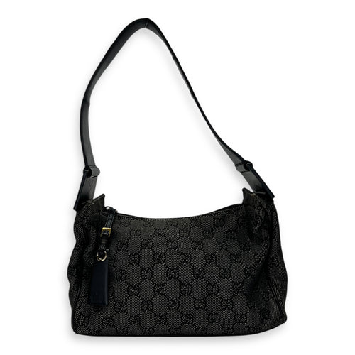 GG Black Shoulder Bag in Denim, Gold hardware