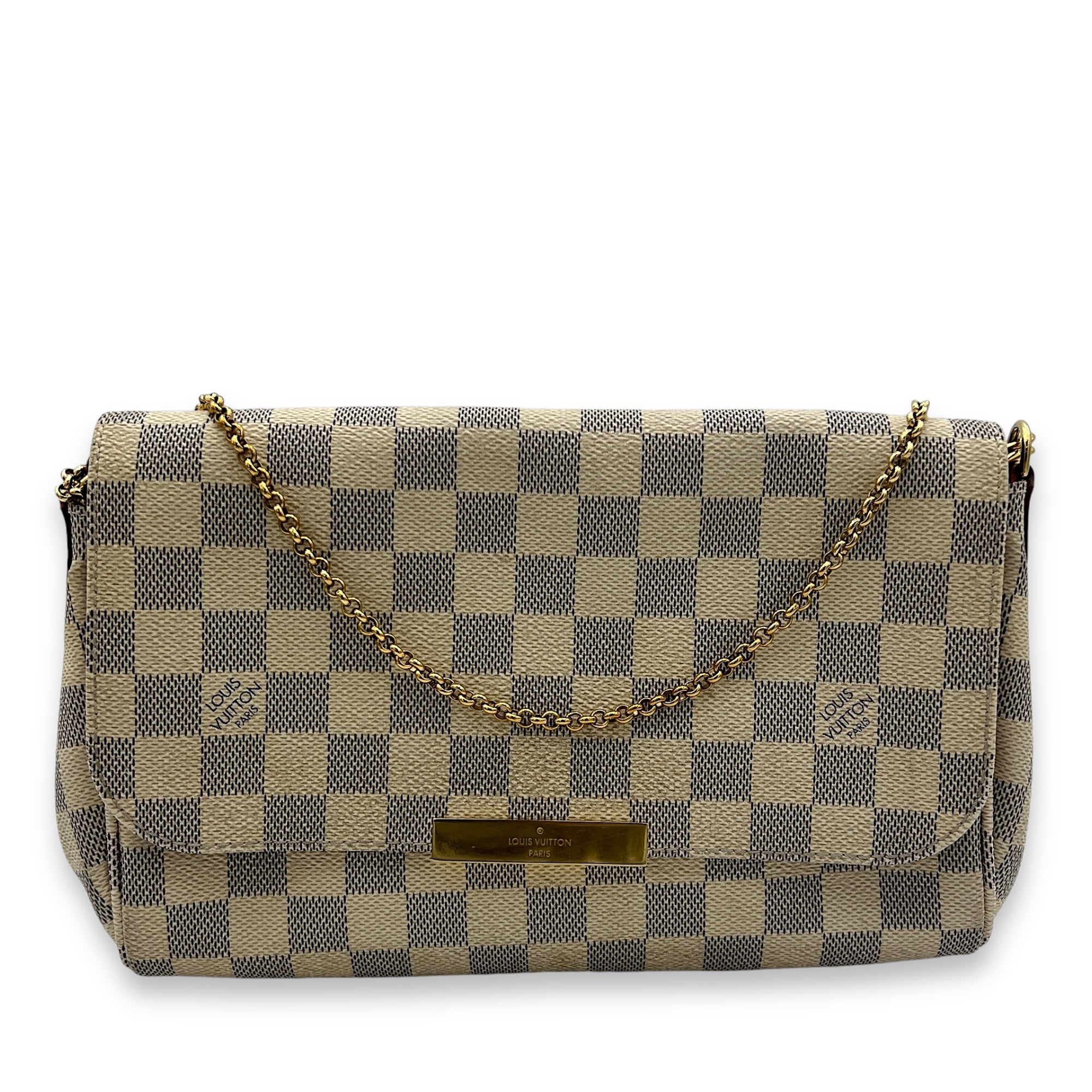 Favourite Crossbody Bag Damier Azur in Coated Canvas, Gold hardware