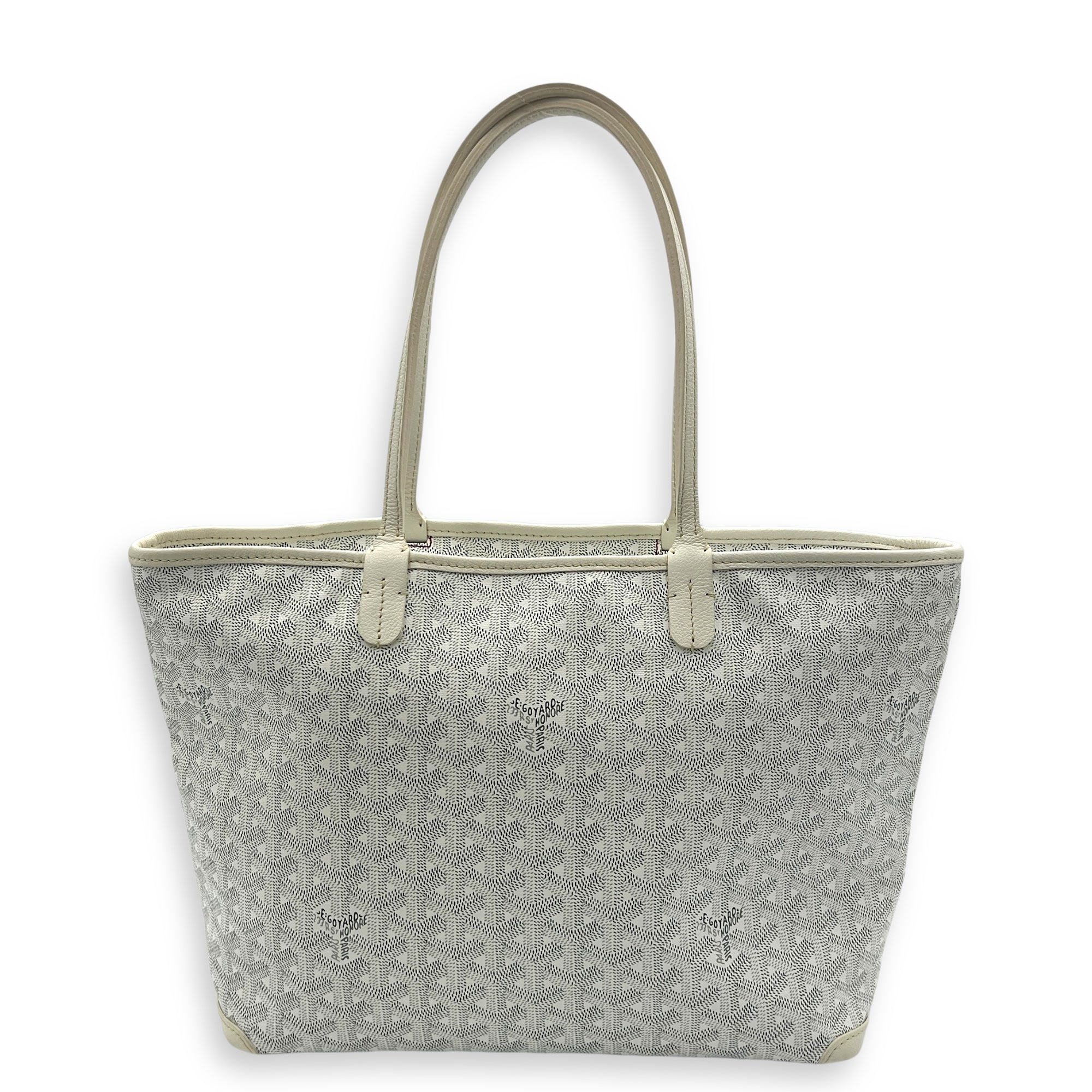 Artois Tote Bag PM White in Coated Canvas, Silver hardware