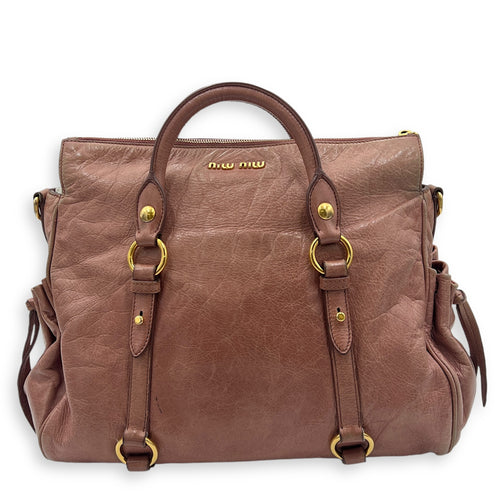 Logo Top Handle Bag Pink in Calfskin, Gold hardware