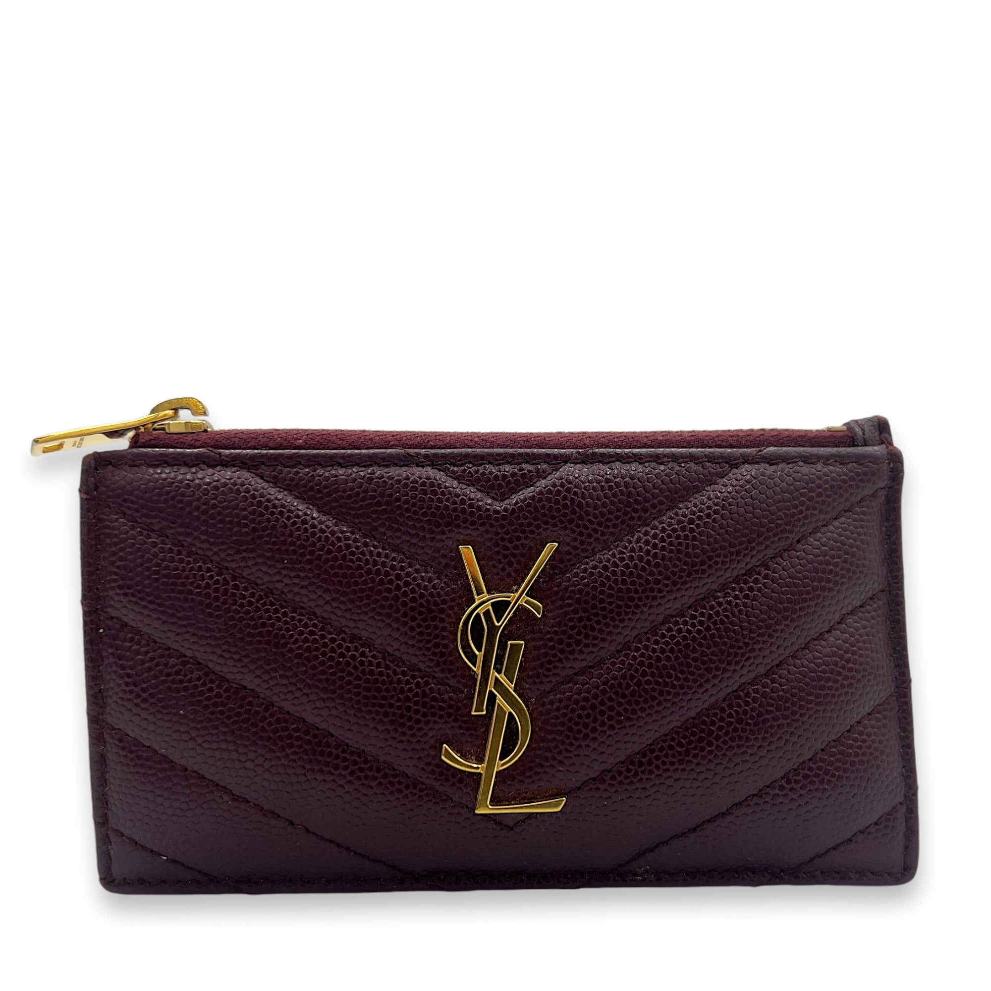 Monogram Wallet Red in Calfskin, Gold hardware