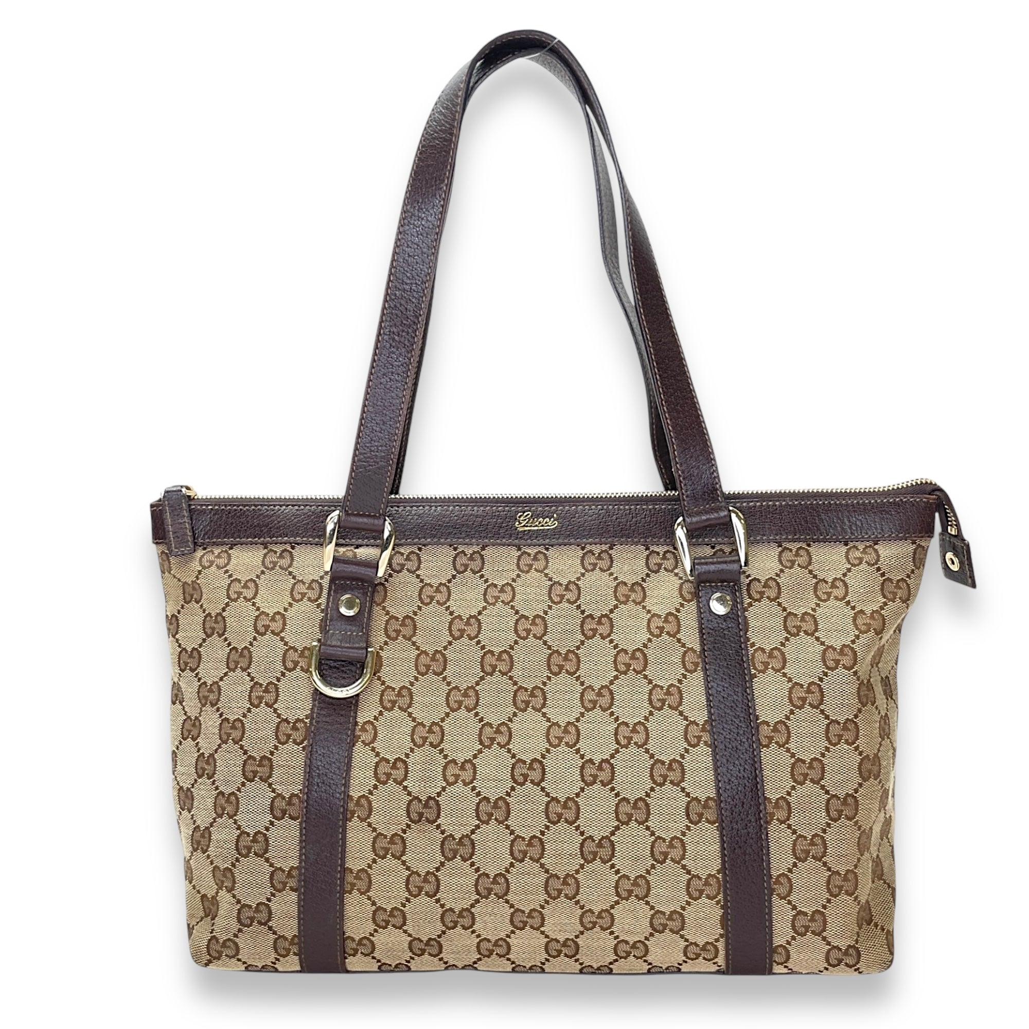 GG Supreme Brown Shoulder Bag in Canvas, Gold hardware