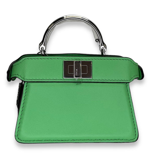 ISeeU Micro Green Top Handle Bag in Calfskin, Silver hardware