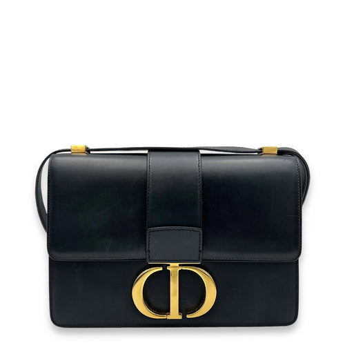 Montaigne Crossbody Bag Black in Calfskin, Gold hardware