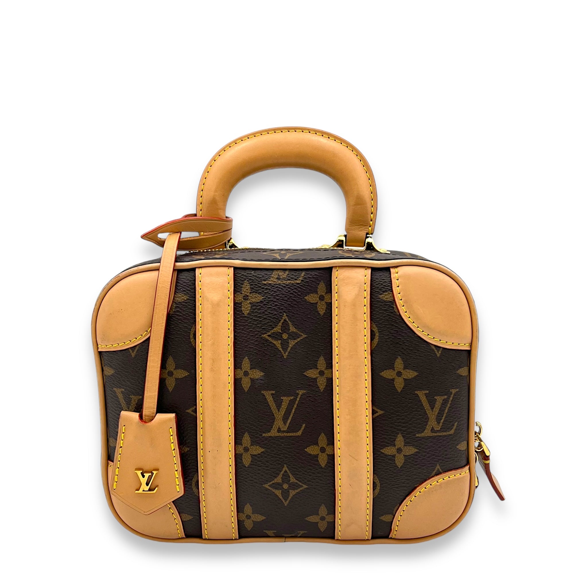 Valisette Top Handle Bag Brown in Monogram Coated Canvas, Gold hardware