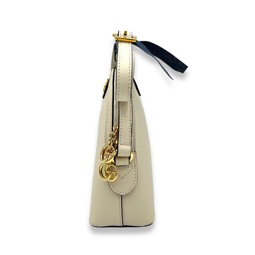 Ophidia White Crossbody Bag in Calfskin, Gold hardware