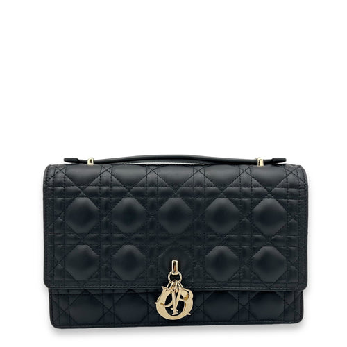 My Dior Black Top Handle Bag in Lambskin, Gold hardware