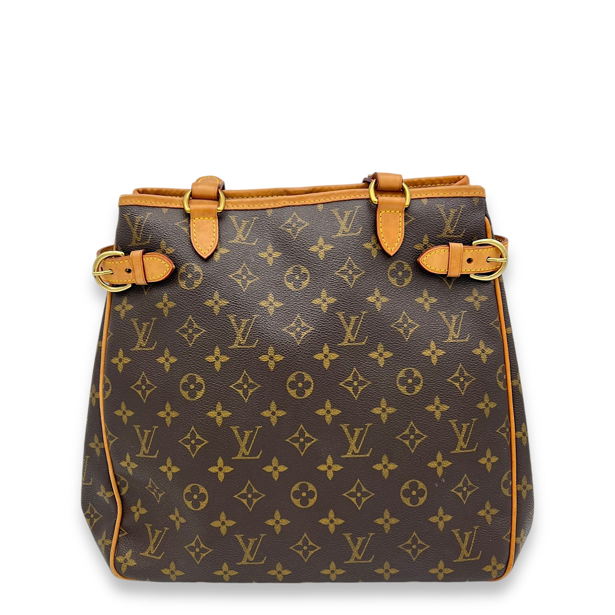 Batignolles Tote Bag Brown in Monogram Coated Canvas, Gold hardware