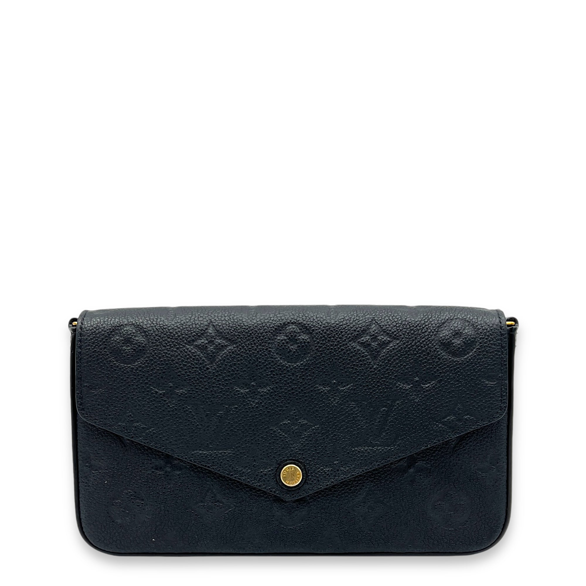 Felicie Black Wallet On Chain in Monogram Empreinte Leather, Gold hardware