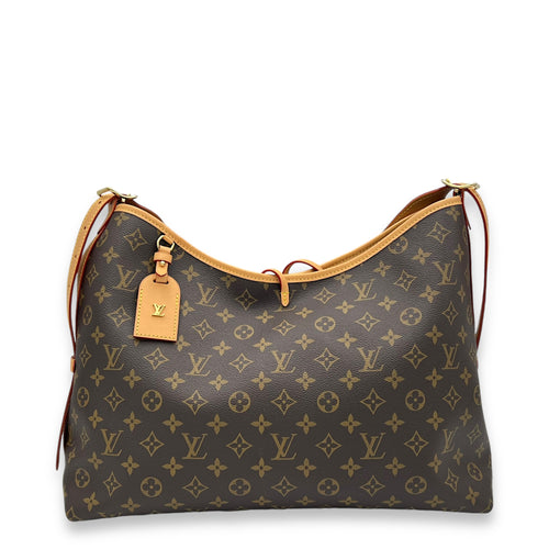 Carryall Shoulder Bag MM Brown in Monogram Coated Canvas, Gold hardware