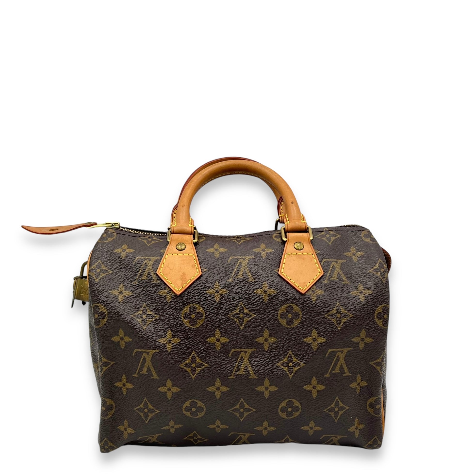 Speedy Top Handle Bag 25 Brown in Monogram Coated Canvas, Gold hardware