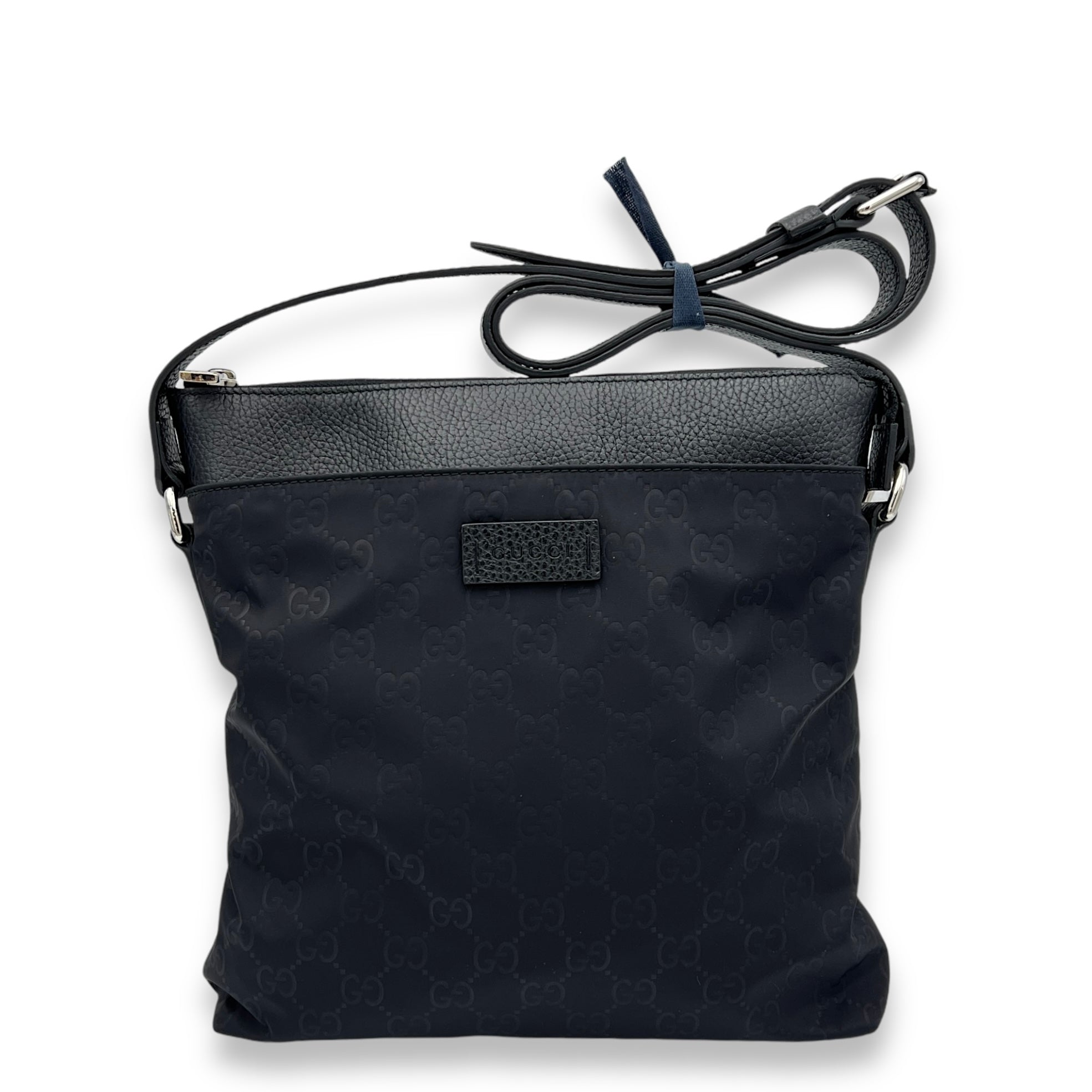 GG Messenger Black in Nylon, Silver hardware