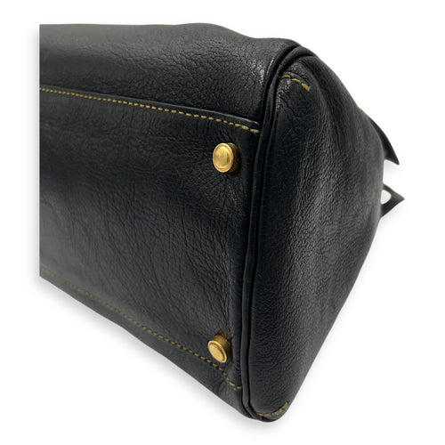 Marcello Top Handle Bag Black in Calfskin, Gold hardware